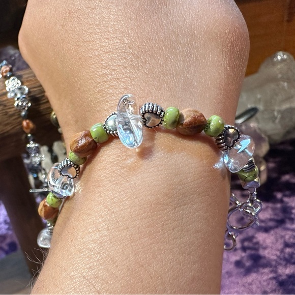 Navajo Native American Ghost Bead & Clear Quartz Bracelet - Handmade - Picture 8 of 9